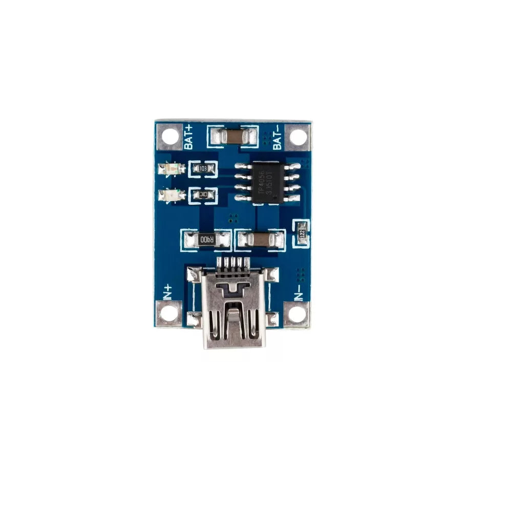 Adaptador de carga con conexión USB para acumuladores de iones de litio de 3.7V
