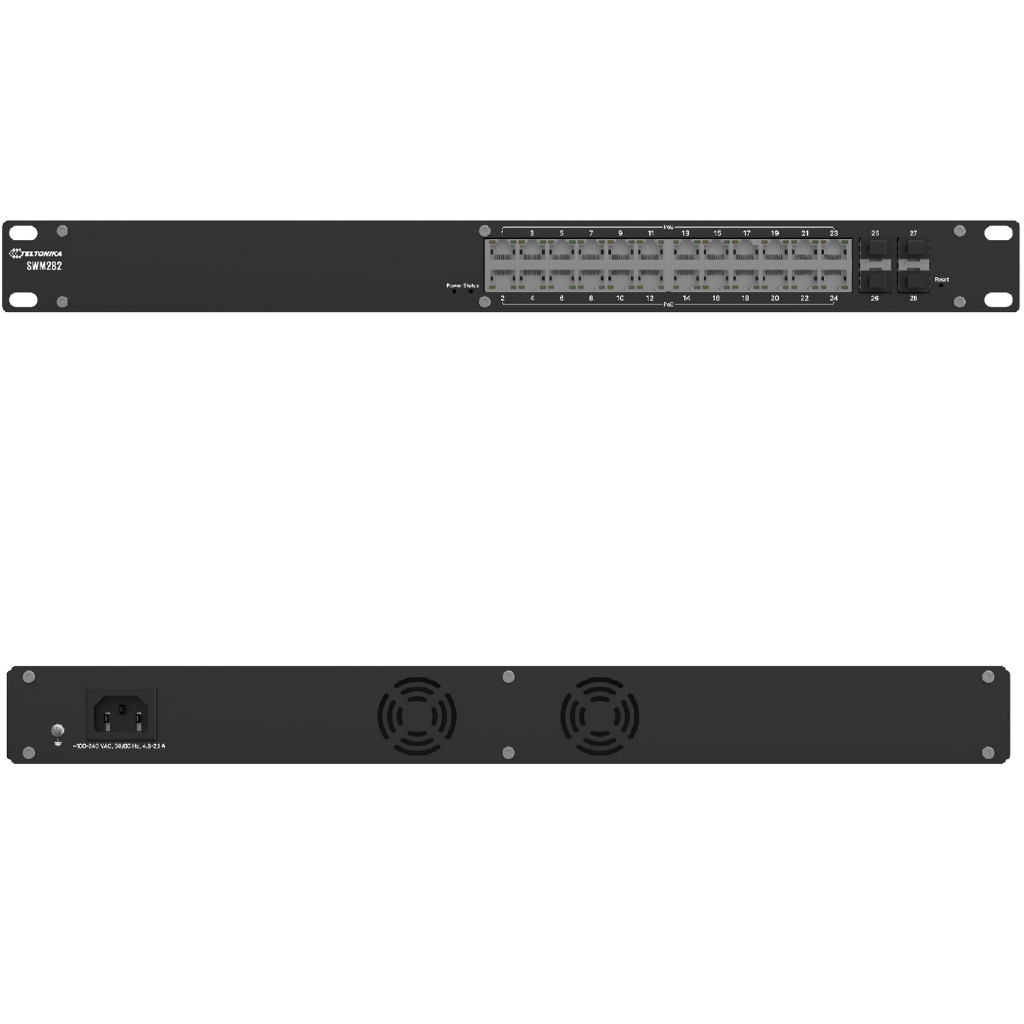 Conmutador de Red Industrial Controlable con Inyección PoE+, Modelo SWM282