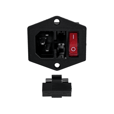 C14P Conector de Alimentación C14 con Interruptor y Portafusible-3A Fijación por Tornillos 220Vac 10A