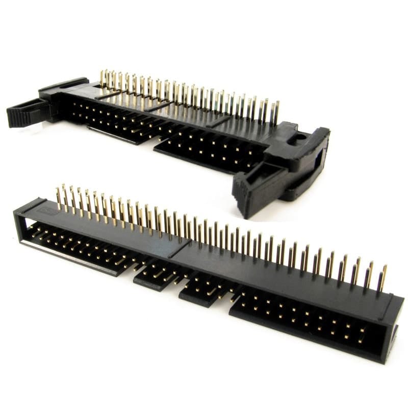 Conector IDC box header para PCB paso 2.54mm - Con eyector - 180° - 20 pines