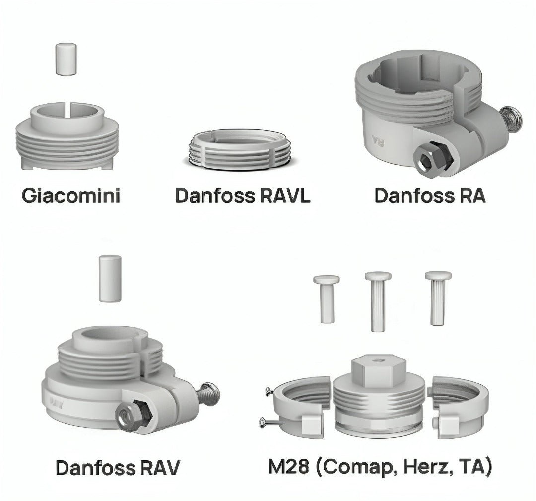 Kit de Adaptadores para Válvulas Termostáticas Milesight TRA3015 | M30 x 1.5 mm (Compatible WT101)