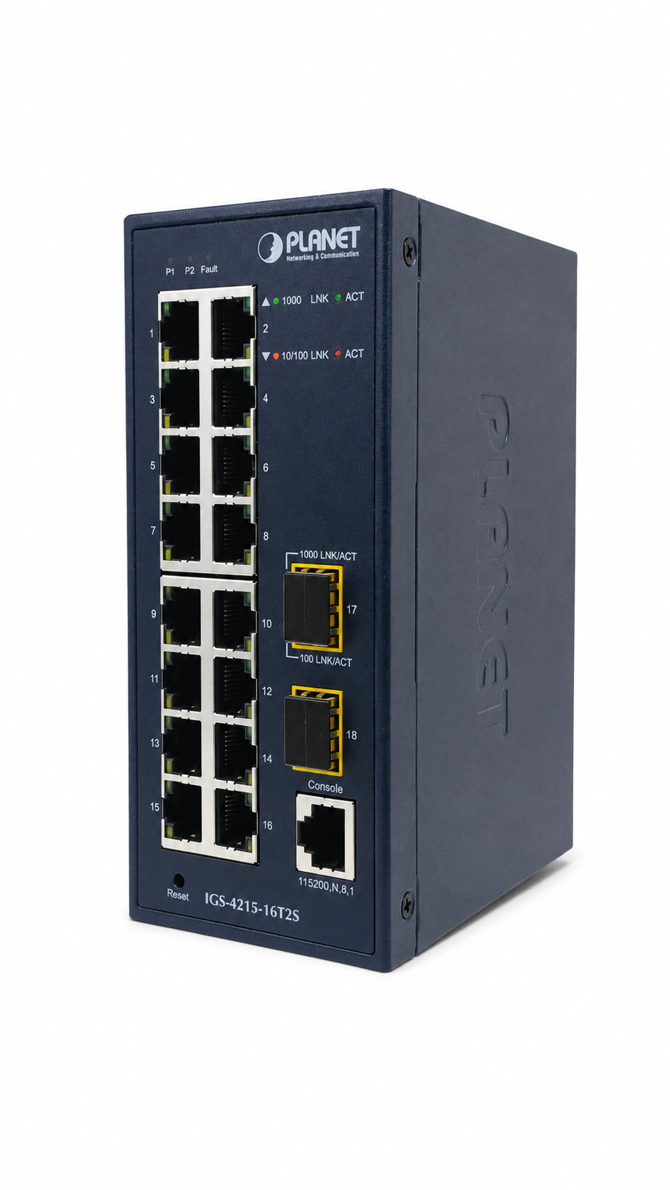 Switch Industrial Administrado SFP L2/L4 de 16 Puertos 10/100/1000T + 2 Puertos 100/1000X (-40~75 Grados C)
