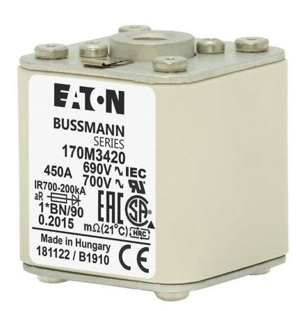 Fusible Ultrarápido Bussmann 450A, AC 690 V, size 1, aR, IEC, UL