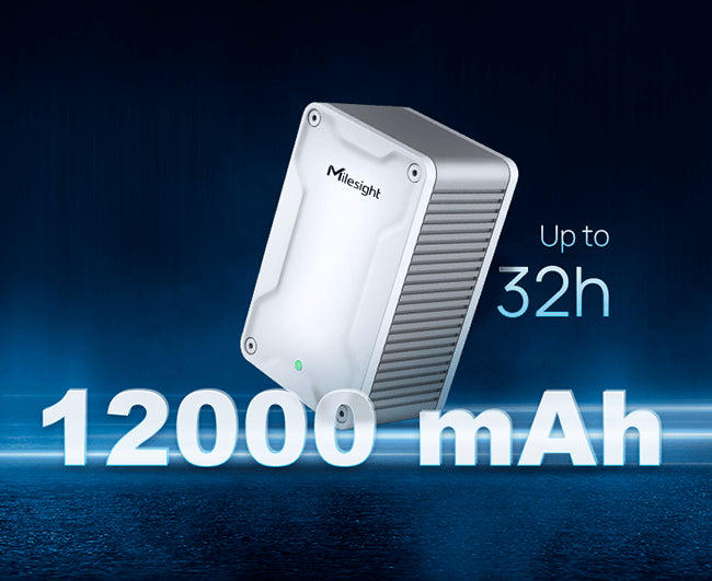 Sistema de energía continua industrial Milesight UPS01-M12 – Dispositivo IoT con batería de 2000mAh y clasificación IP67