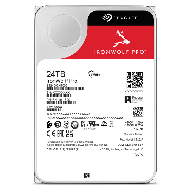 Seagate IronWolf Pro ST24000NT002 disco duro interno 24 TB 7200 RPM 512 MB 3.5" Serial ATA III