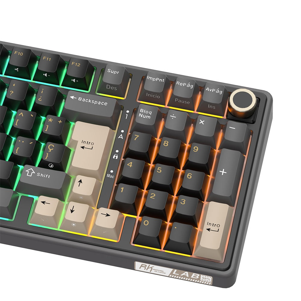 Teclado de Switches Mecánicos Royal Kludge RK R98 Pro Phantom con Distribución de 98 Teclas, Idioma Español, Iluminación RGB, Switches Cream Intercambiables en Caliente y Conexión USB-C