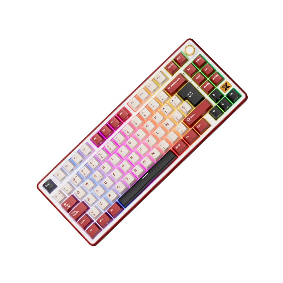 Teclado mecánico RK Royal Kludge RK X87 Burdeos Rojo 87% en español