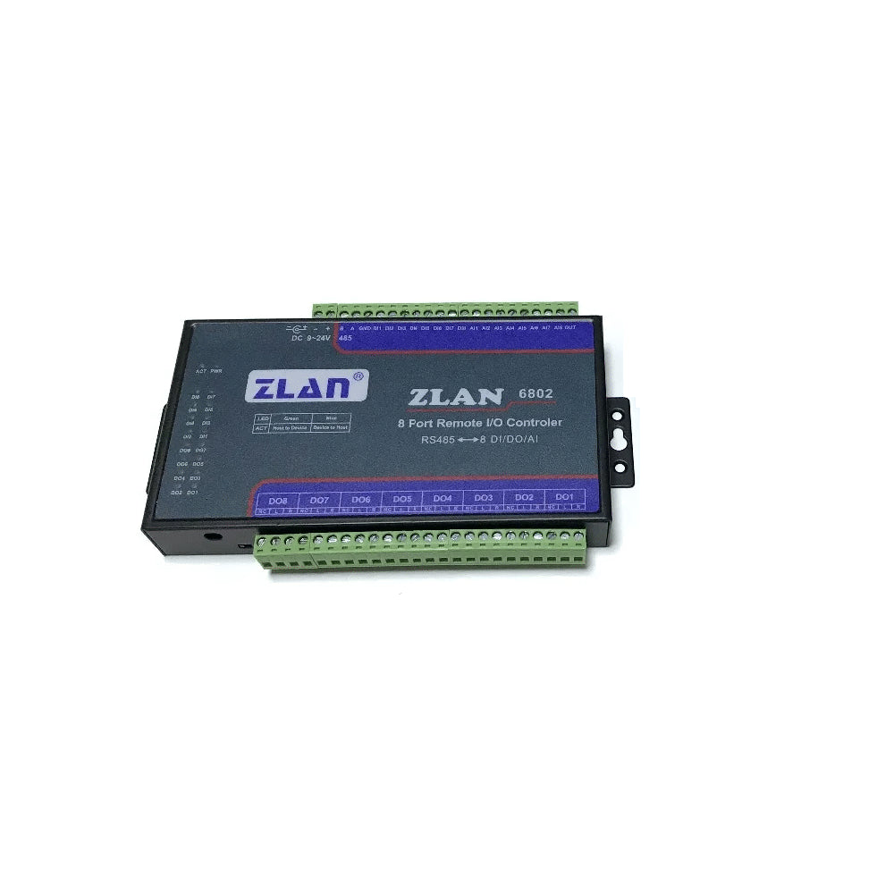 Interfaz de Control Remoto Entradas/Salidas Modelo ZLAN6802, 8 puertos, Entrada Digital Entrada Analógica Salida Digital Comunicación RS485, Conectividad de Red