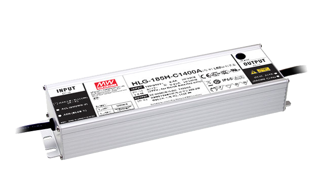Driver LED carcasa metálica corriente 185W HLG-185H-C - 1050mA (comúnmente usado) - A - Ajuste Potenciómetro (Io)