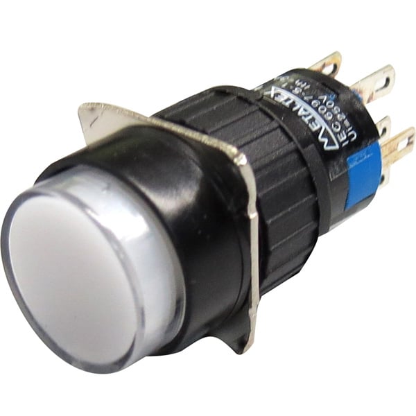 Luz piloto redondo plástico 16mm Serie P16 - Blanco - Piloto LED 220VAC/DC