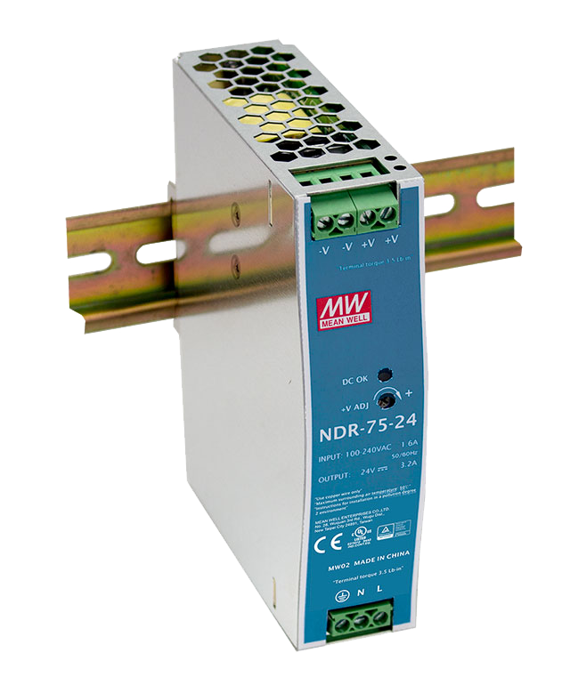 Fuente de poder Riel DIN metálica 75W NDR-75 - 24V