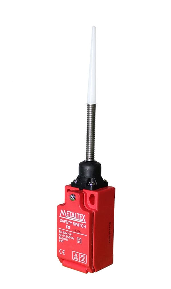 Fines de carrera de seguridad IP67 plástico 3A/250VCA serie FS95 - Varilla de metal flexible