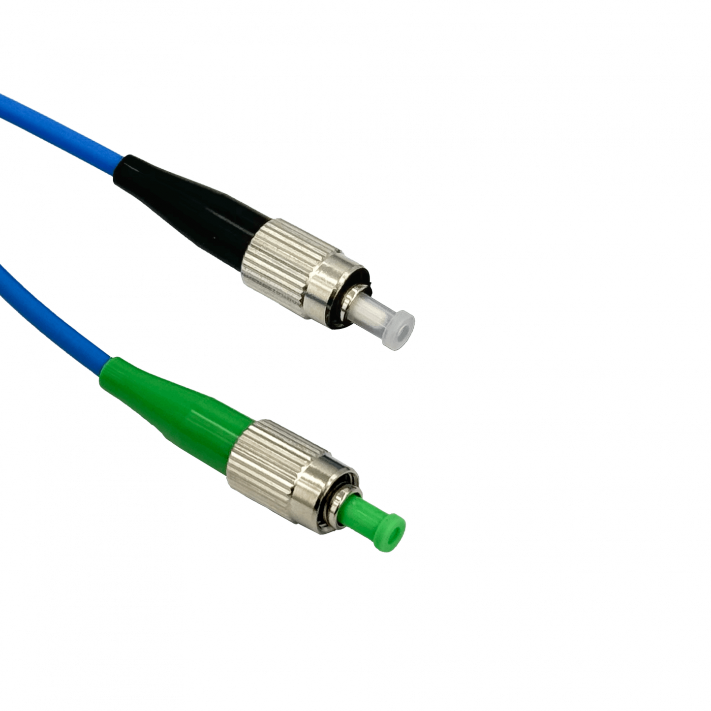 JBSFH3. Latiguillo de fibra óptica monomodo simplex blindado LSZH de 3 metros, conectores FC/UPC a FC/APC, diámetro 3,0 mm, núcleo/revestimiento 9/125 µm.