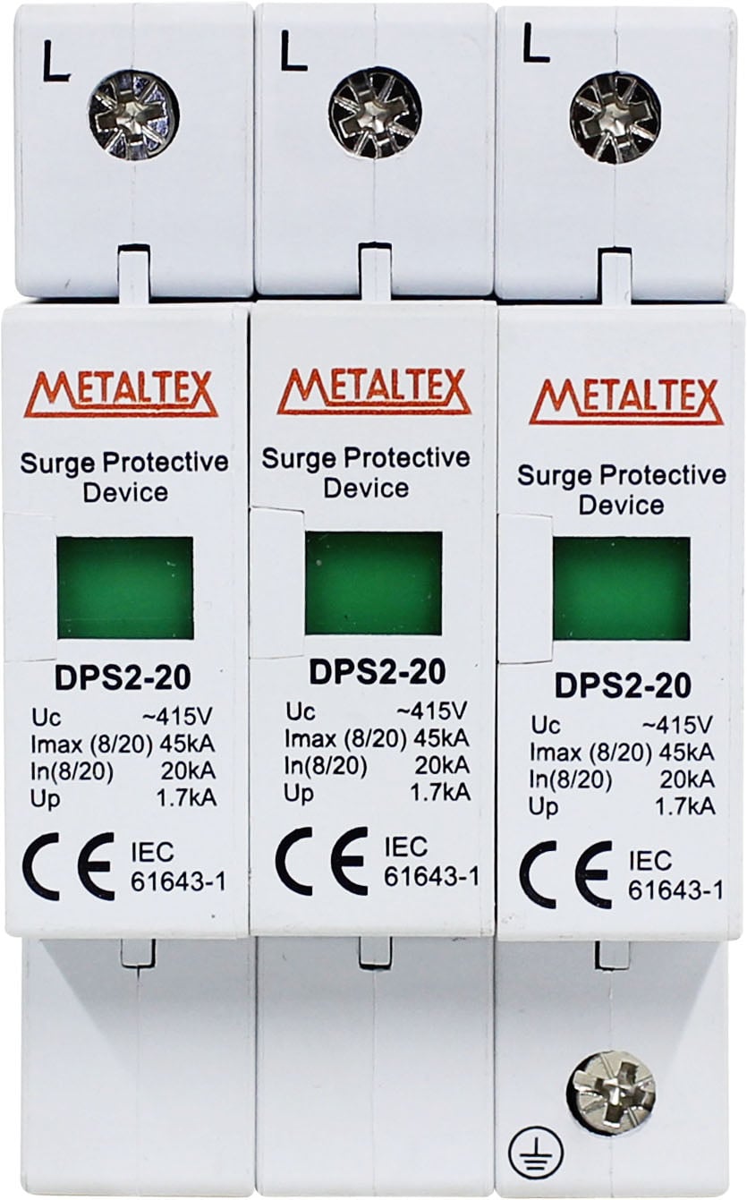 Dispositivo de protección contra sobre tensión 415VAC 20/45KA Tipo II serie DPS2 - 3 Polos