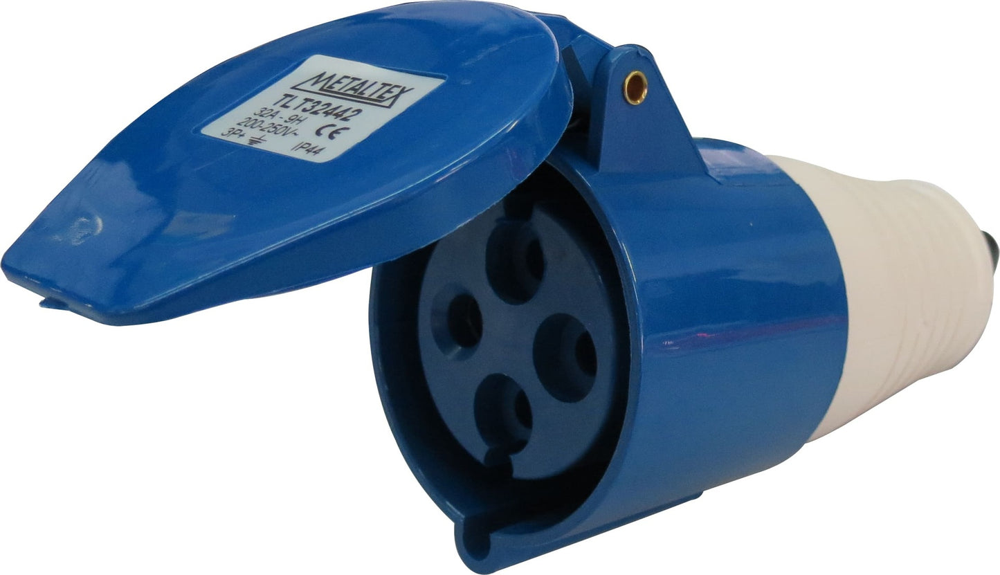 Enchufe industrial hembra volante 220 a 250VAC 16 a 63A serie TLT - 16A - 3P+T - 9H