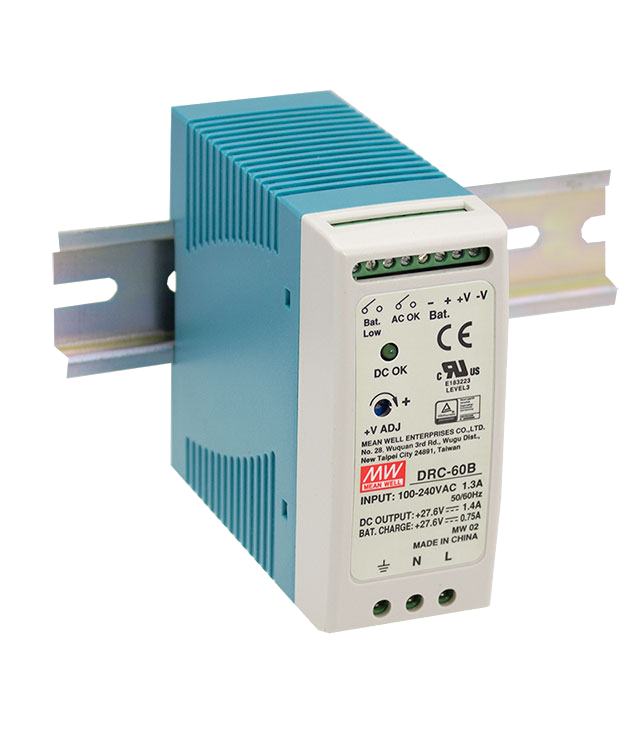 Fuente de poder riel DIN con UPS 60W DRC-60 - 27.6V / 27.6V