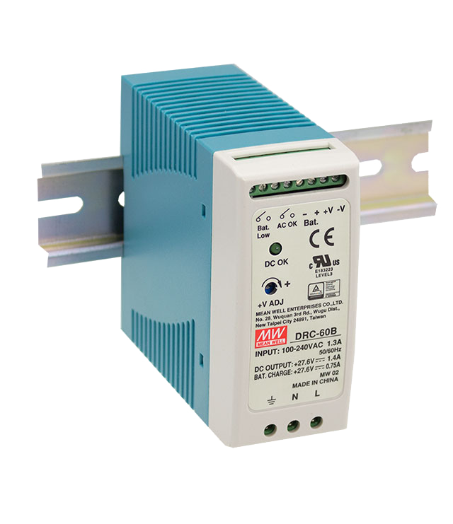 Fuente de poder riel DIN con UPS 60W DRC-60 - 13.8V / 13.8V