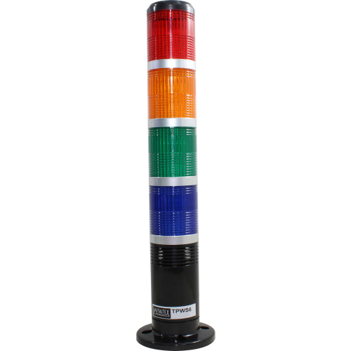 Torre 60mm señalizador base negra hasta 4 lentes, luz pulsante o continua, sonoro serie TPWS - Rojo/Verde - 220VAC/DC