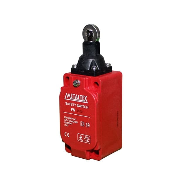 Fines de carrera de seguridad IP67 plástico 3A/250VCA serie FS55 - Brazo ajustable con roldana