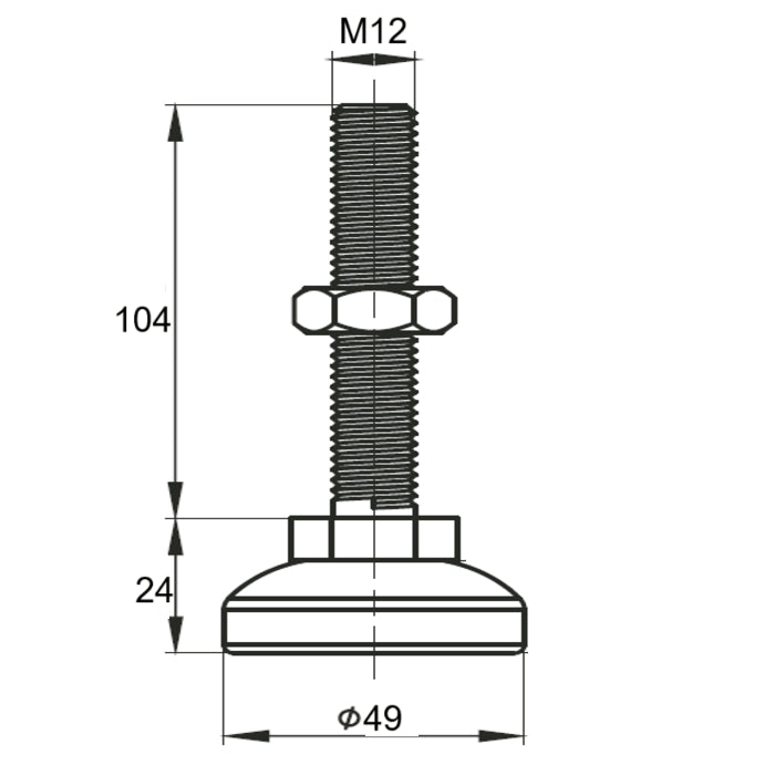 Pata ajustable M12 (Pack 4 und)