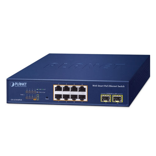 Switch Web Smart Ethernet de 8 Puertos 10/100/1000T 802.3at PoE + 2 Puertos 1000X SFP