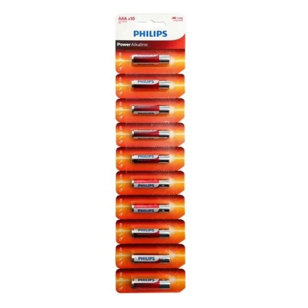 Juego de 10 Acumuladores Alcalinos AAA Philips