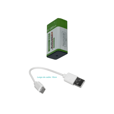9V-12800C 9V USB-C Recargable 12800mAH Litio Pila/Bateria