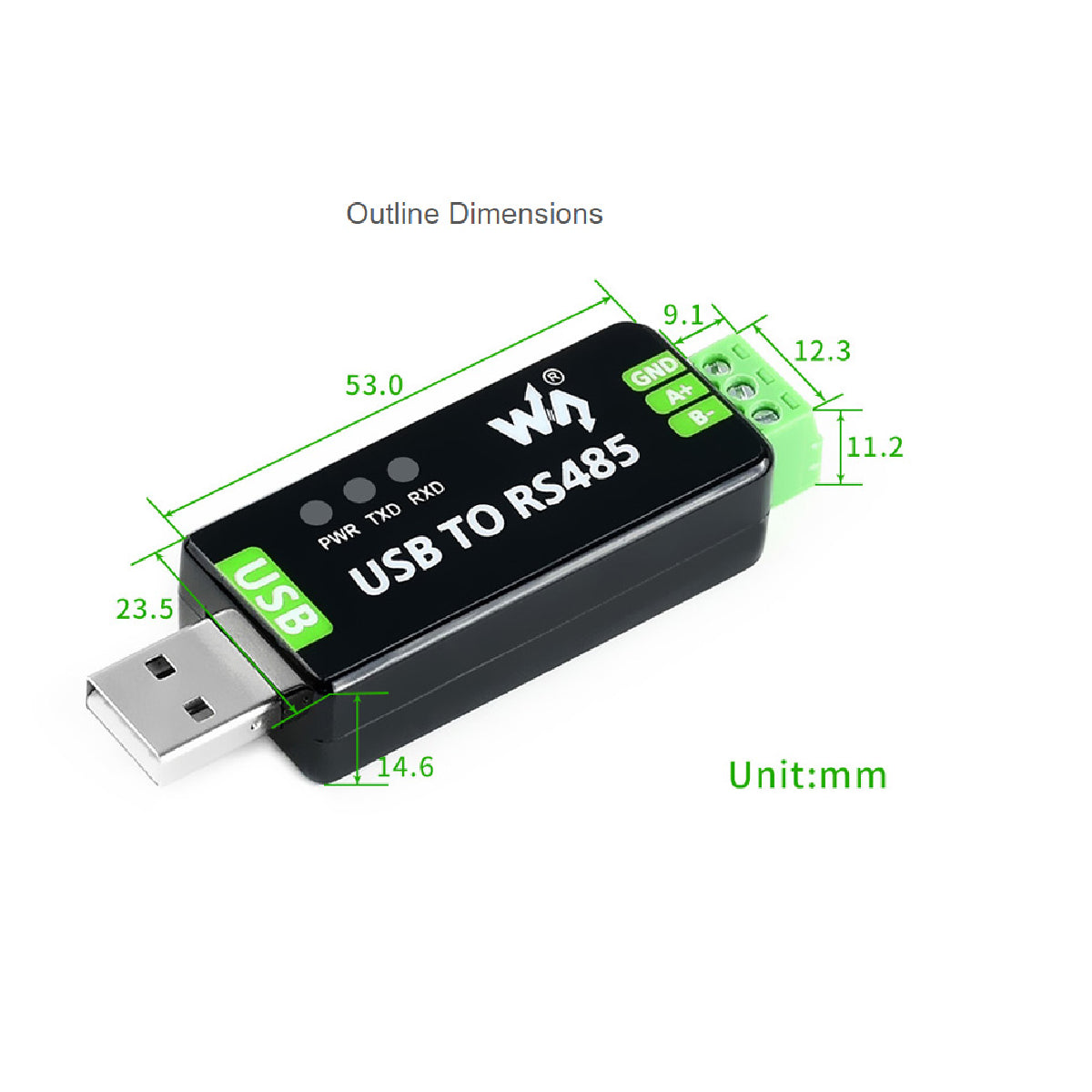 Adaptador Industrial Bidireccional USB a RS485 para Conversión de Protocolos