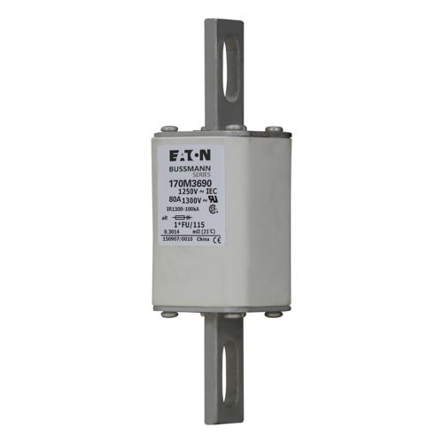 Fusible rápido Bussmann 80 A, AC 1250 V, compact size 1, aR