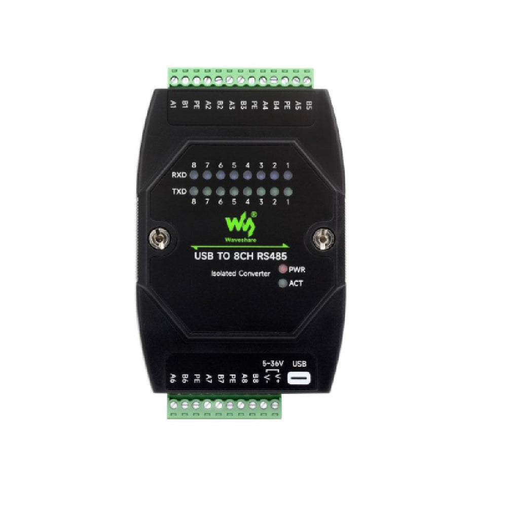 Adaptador Aislado Industrial USB hacia RS485 de 8 Canales