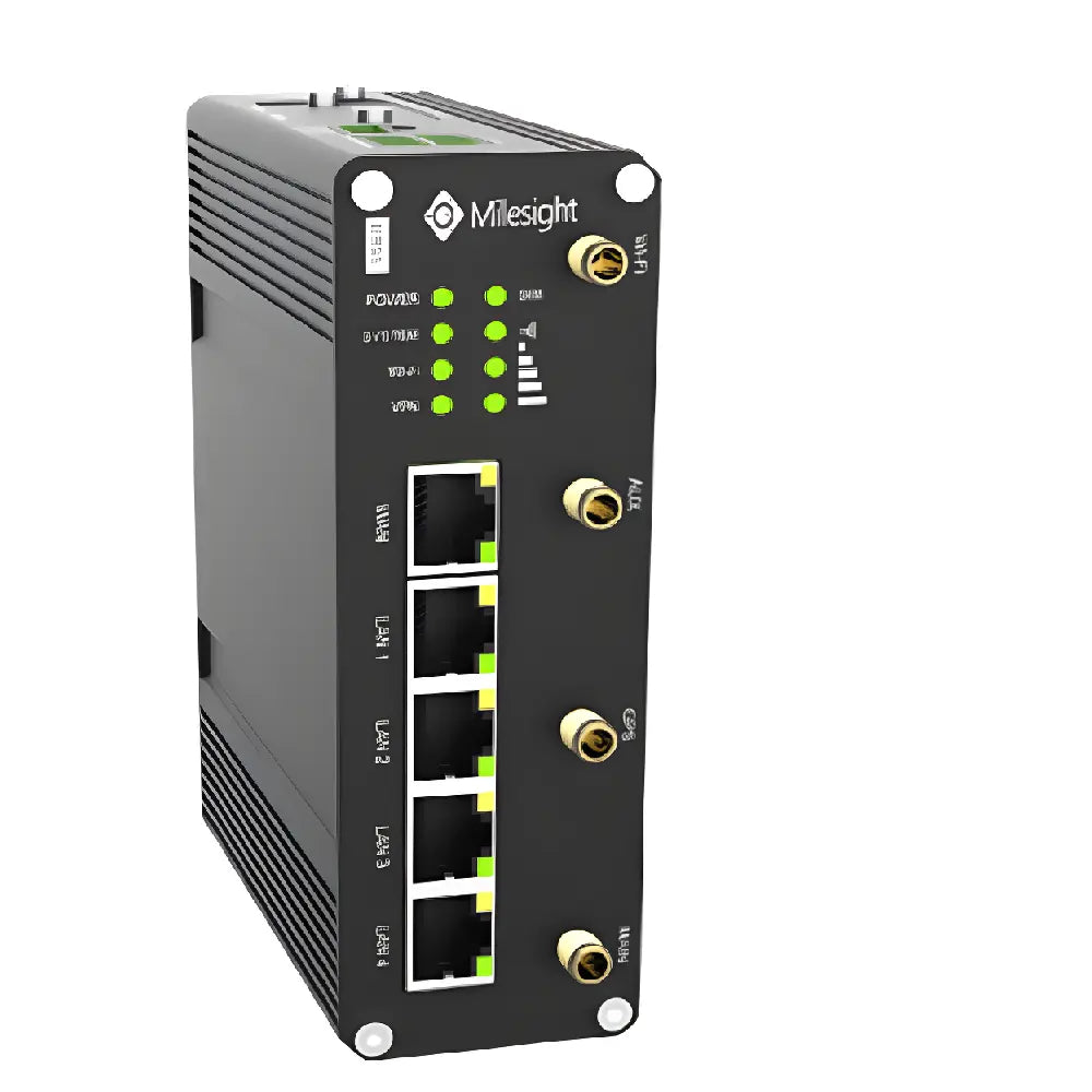 Enrutador Celular de Uso Industrial 3G/4G Cat4 Conectividad Inalámbrica(2.4Ghz) Posicionamiento Satelital Alimentación PoE Tarjeta SIM Dual Interfaz RS232/485 Entradas/Salidas Digitales Python- Milesight UR35-L04AU-G-P-W