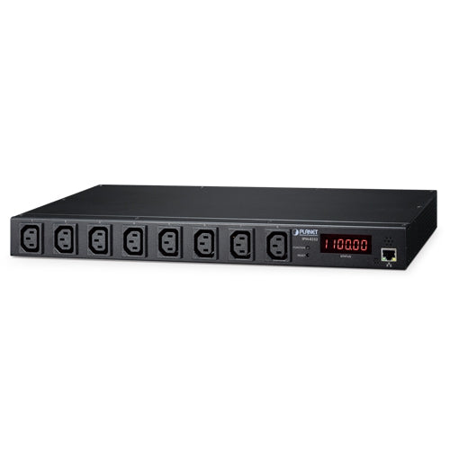 PLANET IPM-8222 - PDU Gestionable IP 8 Tomas IEC con Medición y Monitoreo Ambiental (1U)