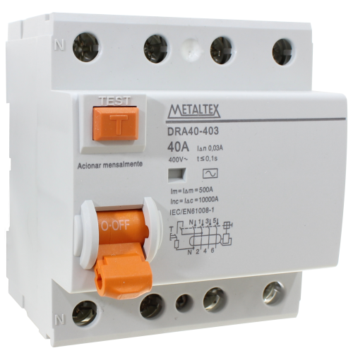 Interruptor diferencial 40A serie DRA40 - 4 Polos - 30mA