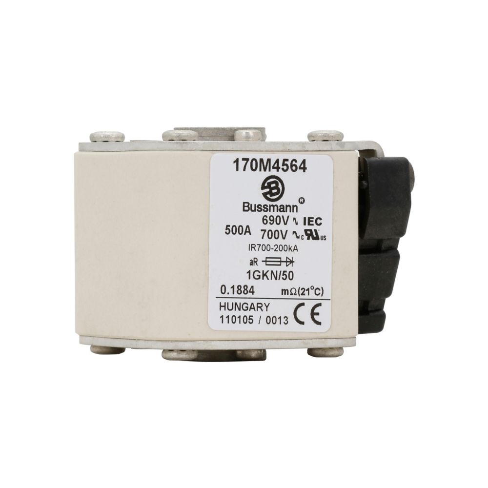 Fusible Ultrarápido Bussmann 500 A, AC 690 V, tamaño 1, aR, IEC, UL, single indicator GKN rosca 5/16"