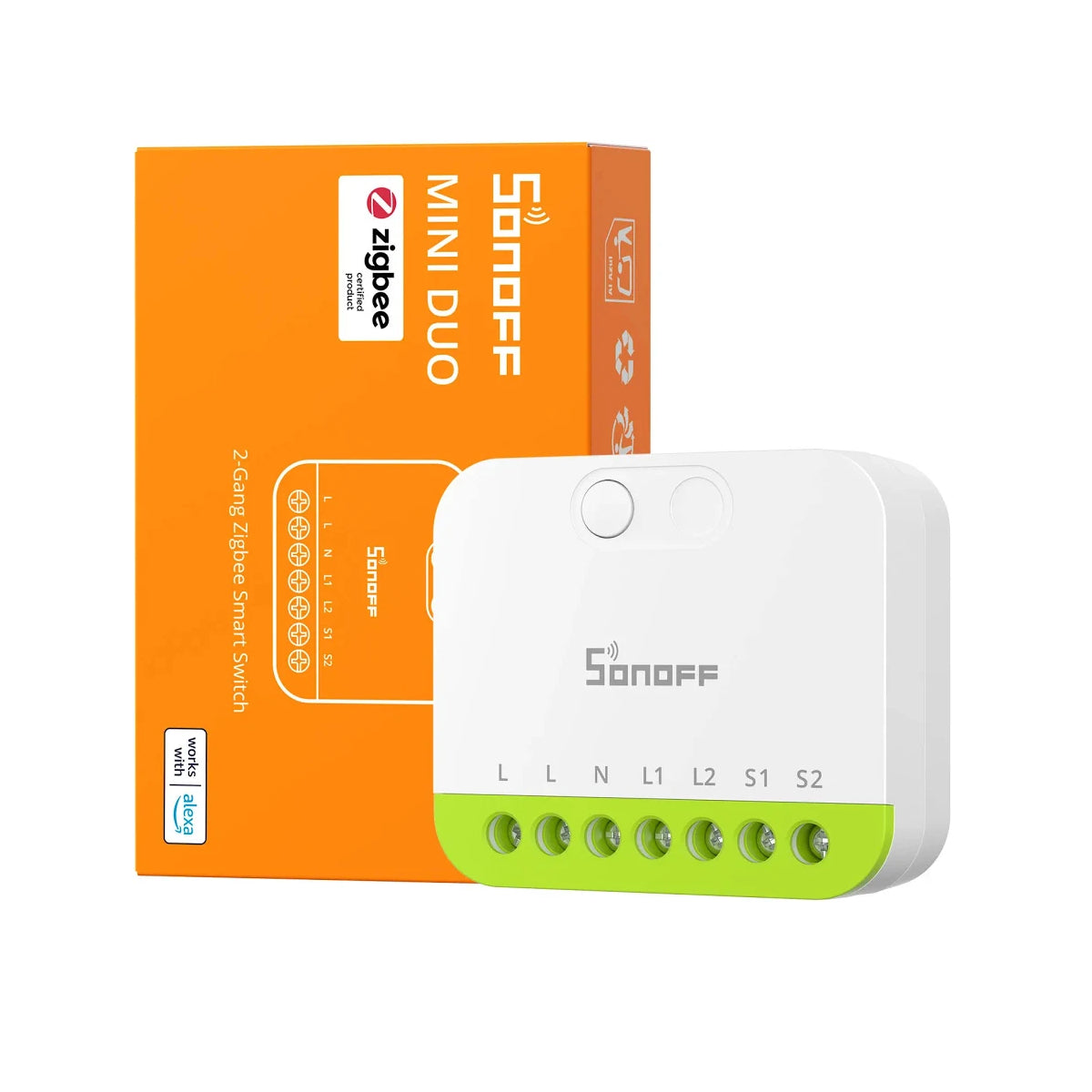 Conmutador inteligente Zigbee Sonoff Mini DUO de doble vía con cable neutro – MINI-ZB2GS