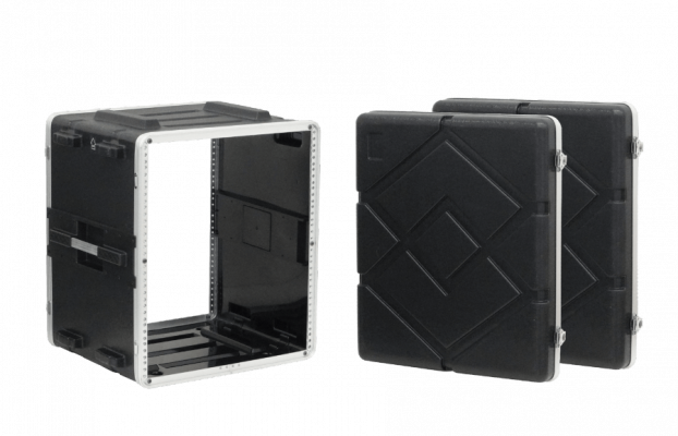 RK12X. Armario portátil de 12U/57cm de profundidad-42cm con 2 cubiertas de plástico para uso en exteriores en color negro