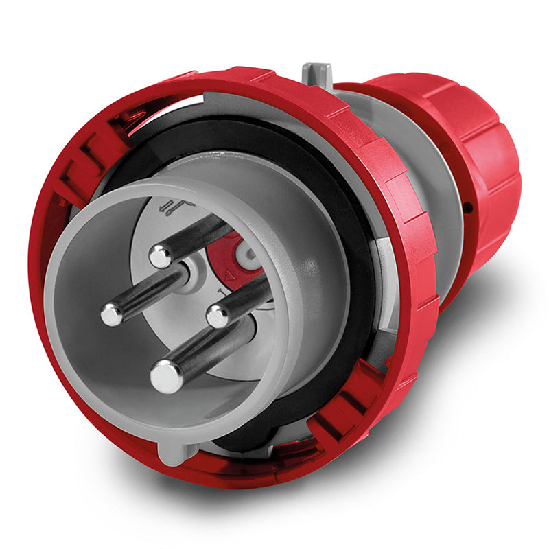 ENCHUFE MACHO VOLANTE 3P+T IP67 32A 6h 346-415V CON INVERSOR DE FASE PARA CAMBIO DEL SENTIDO DE GIRO DE UN MOTOR