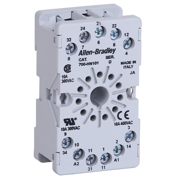 Base de Relé 11 pines 300V para Riel DIN y Montaje en Panel Allen-Bradley 700-HN101