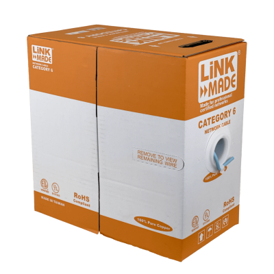 CBLL-UA LINKMADE LSZH Azul CAT6 UTP 300 metros Conductor sólido de cobre Bobina de cable fabricada en Taiwán