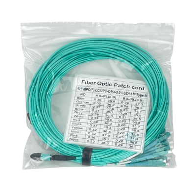 JF3LM6 6mt OM3 12-LC/1,5mt 1-MPO/4,5mt MultiModo MM Jumper Cable Fibra