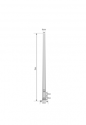 POSTEC-5M Poste Troncocónico 5 metros 3mm Placa Base-250x250x12mm sin-Canastillo Diámetro-120/60mm