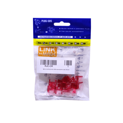 RJC-CR LINKMADE Tapa Protectora Reparadora RJ45 Color Rojo en Empaque de 10 Piezas