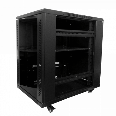 RK18-9VL LINKMADE 18U 90CM-FONDO RACK PISO C/PDU-VENT NEGRO