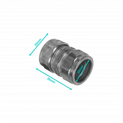 EMT20-UC Acoplador de Compresión 20mm Acero Zincado para Tubería EMT 20,0mm