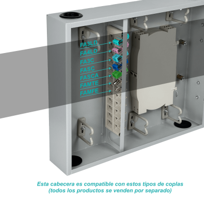 CFM48CL Caja de Distribución Mural para Fibra Óptica con Cerradura, 24 Acopladores SC/LC y Bandejas para 24 Manguitos