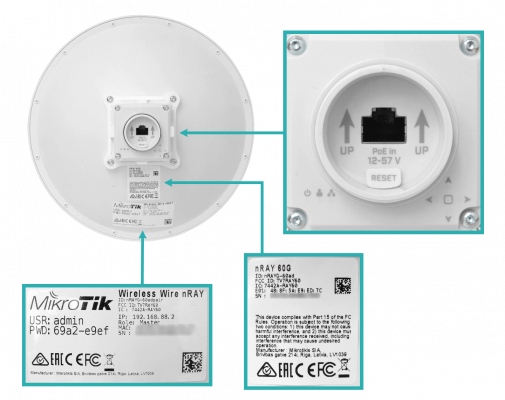 WIRELESS-WIRE-NRAY MIKROTIK 2-unid Enlace-1500m 261mm 60GHz 802.11ad 1-1000 OS-L3 incl24V