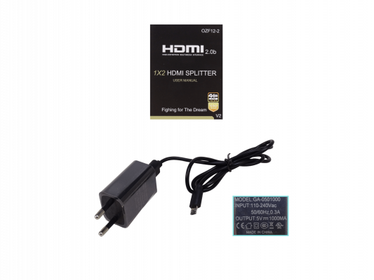 HDMI1X2K Divisor 1x2 HDMI 4K/1080p 60Hz 1-entrada 2-salidas 2.0 incl-5V-1A