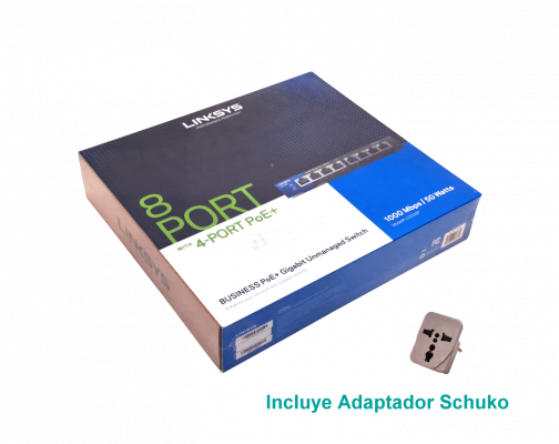 LGS108P LINKSYS Conmutador No Administrable de 8 Puertos 1000 (4 PoE+) con Presupuesto Total de 50W, Incluye Fuente 54V/65W