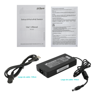 LR2110-8ET DAHUA Conmutador 8 Puertos 100Mbps PoE++ af/at/bt 1 Puerto 1000Mbps 1 Puerto SFP 120W Totales Riel DIN Incluye Fuente 54V