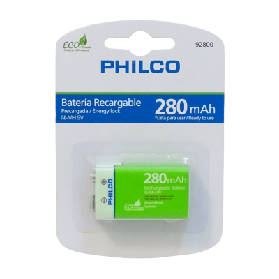 9V-280 PHILCO 9V 280mAH Pila/Bateria Recargable Ni-MH 42ULX92800